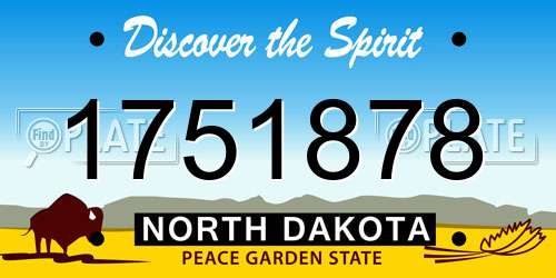 1751878 North Dakota License Plate