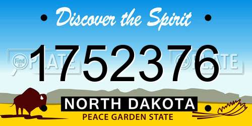 1752376 North Dakota License Plate