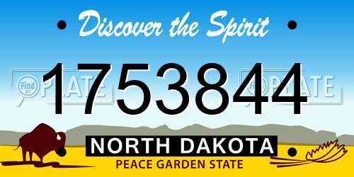 1753844 North Dakota License Plate