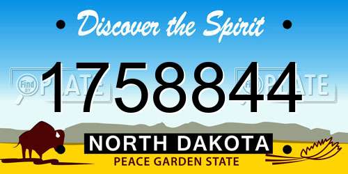 1758844 North Dakota License Plate