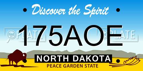175AOE North Dakota License Plate
