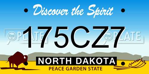175CZ7 North Dakota License Plate