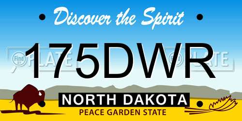175DWR North Dakota License Plate