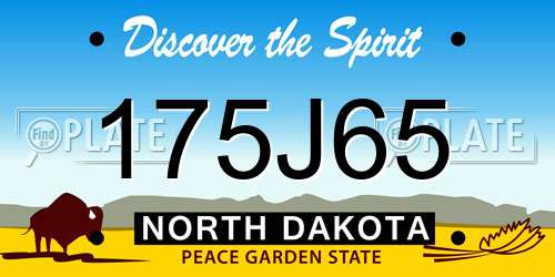 175J65 North Dakota License Plate