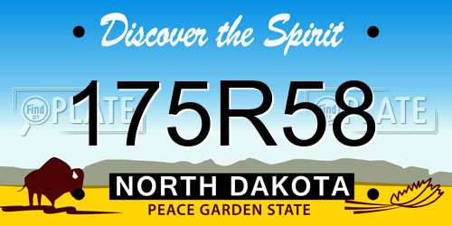 175R58 North Dakota License Plate