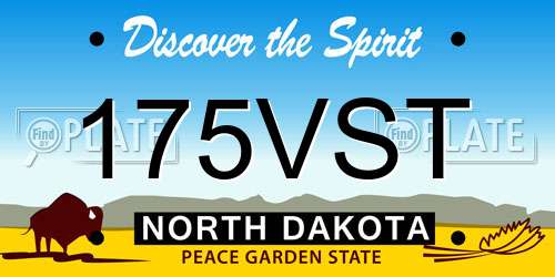 175VST North Dakota License Plate