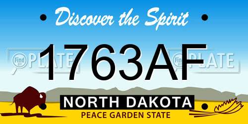 1763AF North Dakota License Plate
