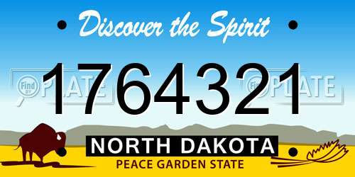 1764321 North Dakota License Plate