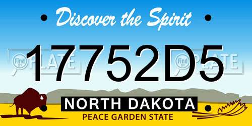 17752D5 North Dakota License Plate