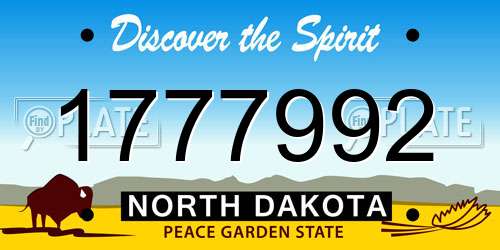1777992 North Dakota License Plate