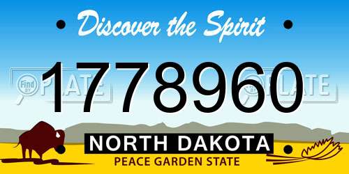 1778960 North Dakota License Plate