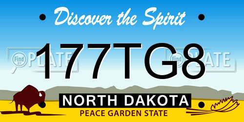 177TG8 North Dakota License Plate