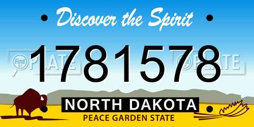 1781578 North Dakota License Plate