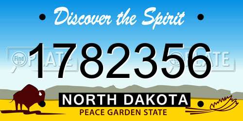 1782356 North Dakota License Plate