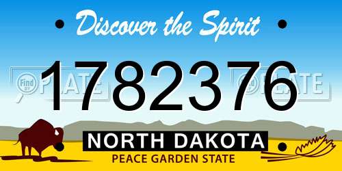 1782376 North Dakota License Plate