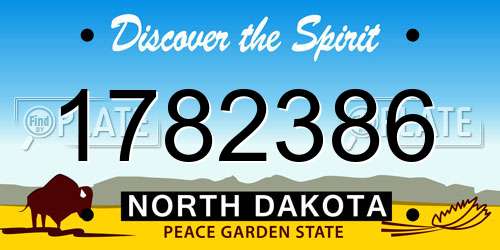 1782386 North Dakota License Plate