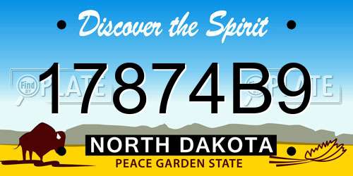 17874B9 North Dakota License Plate