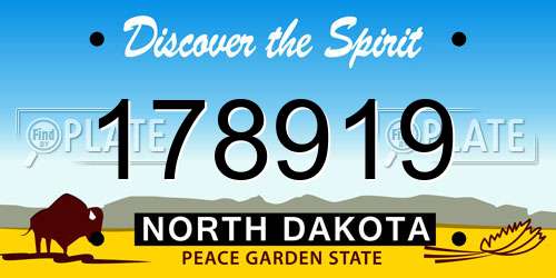 178919 North Dakota License Plate