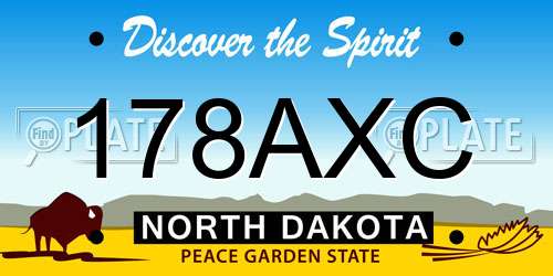 178AXC North Dakota License Plate