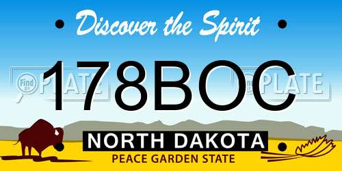 178BOC North Dakota License Plate