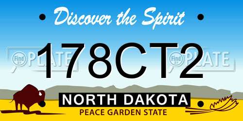 178CT2 North Dakota License Plate