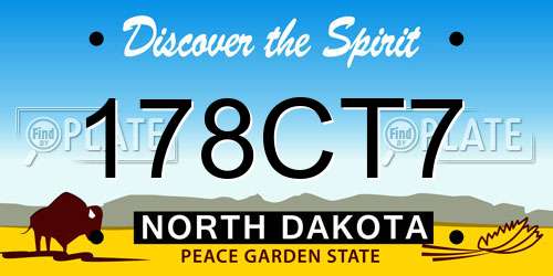 178CT7 North Dakota License Plate