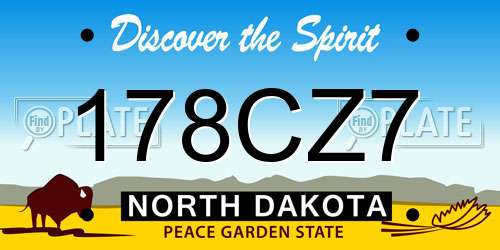 178CZ7 North Dakota License Plate