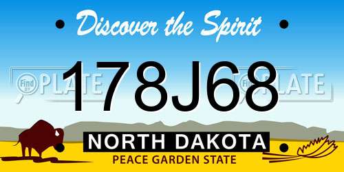 178J68 North Dakota License Plate