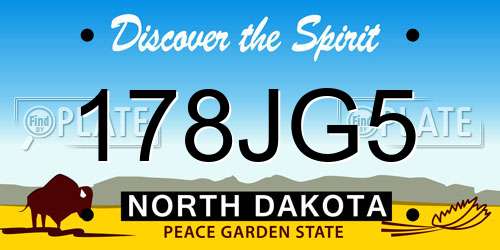 178JG5 North Dakota License Plate