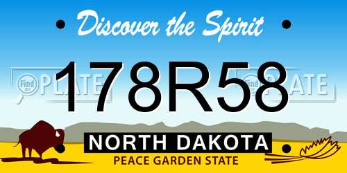 178R58 North Dakota License Plate