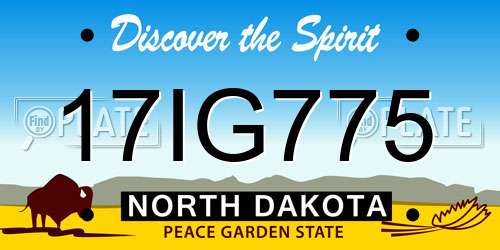 17IG775 North Dakota License Plate