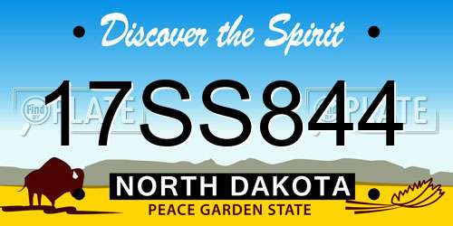 17SS844 North Dakota License Plate