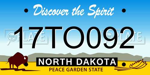 17TO092 North Dakota License Plate