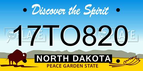 17TO820 North Dakota License Plate