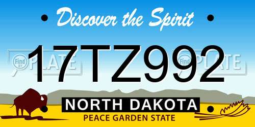 17TZ992 North Dakota License Plate