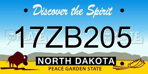 17ZB205 North Dakota License Plate