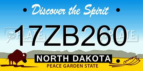 17ZB260 North Dakota License Plate