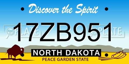 17ZB951 North Dakota License Plate