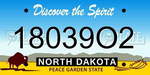 18039O2 North Dakota License Plate