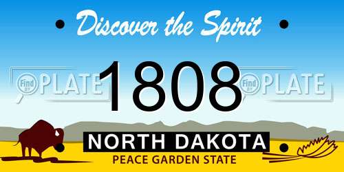 1808 North Dakota License Plate