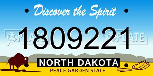 1809221 North Dakota License Plate