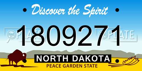 1809271 North Dakota License Plate