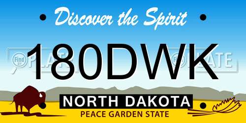180DWK North Dakota License Plate