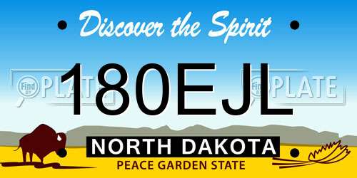 180EJL North Dakota License Plate