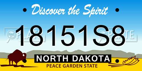 18151S8 North Dakota License Plate