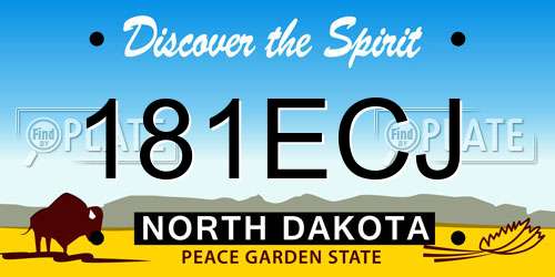 181ECJ North Dakota License Plate