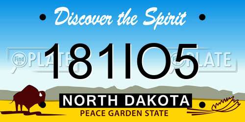 181IO5 North Dakota License Plate