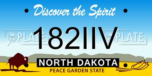 182IIV North Dakota License Plate