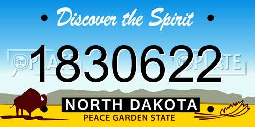 1830622 North Dakota License Plate