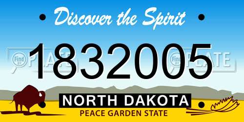 1832005 North Dakota License Plate